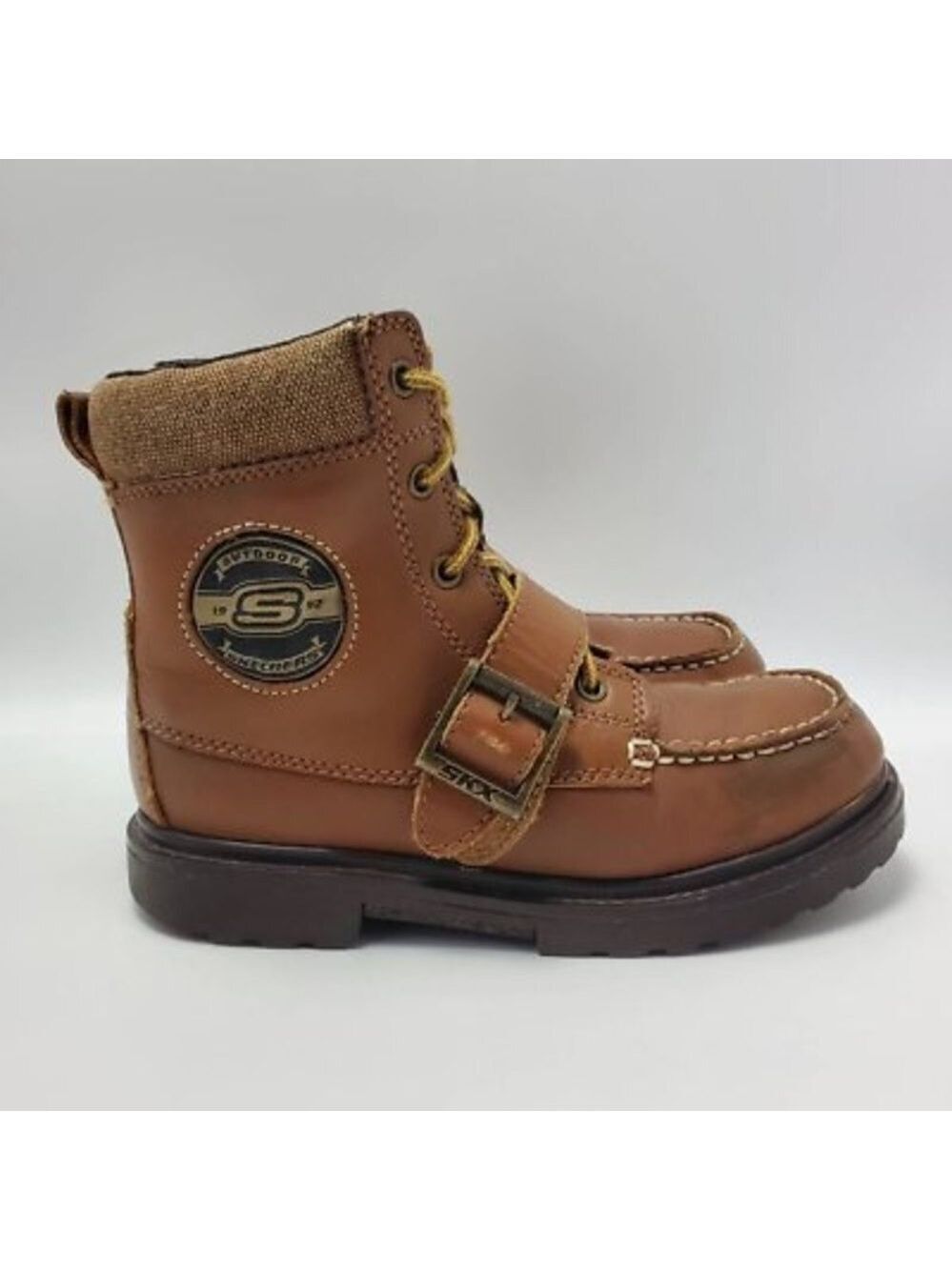 Skechers SKX Kids Adventure Brown Leather Lace Up Boots Size 1.5